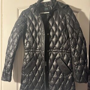 Lauren by Ralph Lauren Black Quilted jacket with Removable Hood